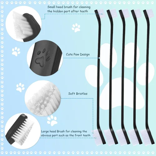 Vista 2 de Honeydak Cepillo de dientes para perros, cepillo de dientes suave para perros, cepillo de dientes de doble cara para cachorros, cepillo de mango