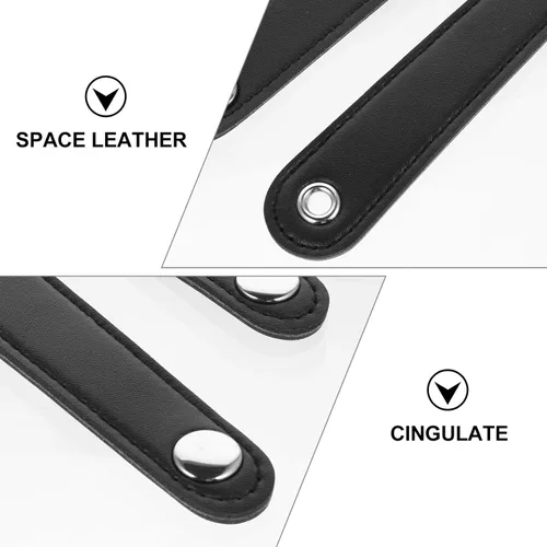 Vista 2 de EXCEART 2 correas de fuelle de acordeón de cuero negro con hebilla de repuesto para acordeón bajo, Negro