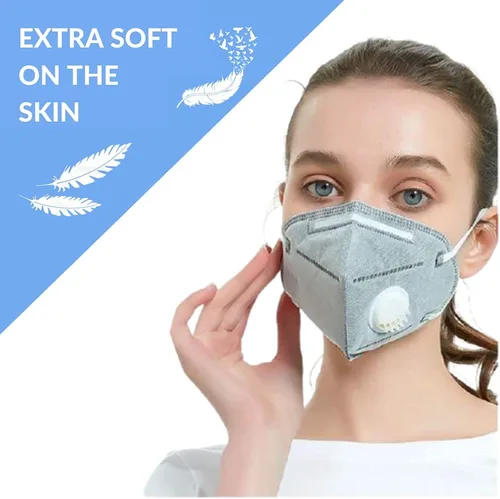 Vista 7 de SpellLash Mascarilla facial con válvula de respiración, paquete de 5 Mascarilla transpirable gris para mujeres y hombres antiirritante