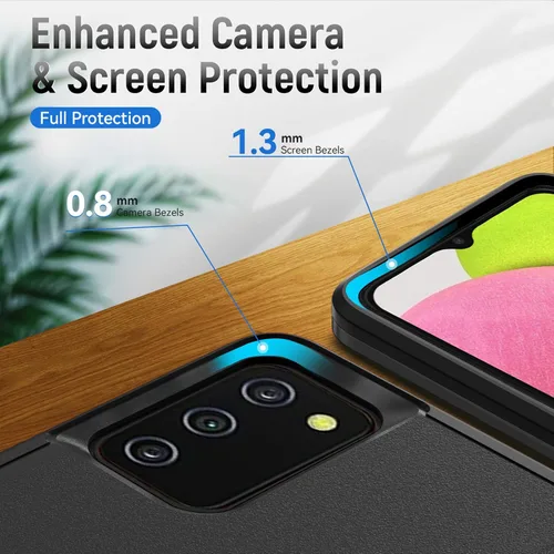 Vista 5 de Funda para Samsung Galaxy A03S, con protector de pantalla [prueba de caídas de grado militar], resistente, resistente, a prueba de golpes, para Negro