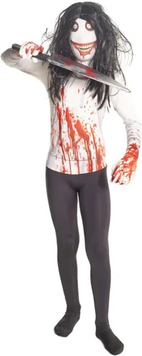 Vista 4 de Morphsuits Disfraz de Jeff The Killer para niños, disfraz de cuerpo aterrador, disfraces aterradores para niños, niños