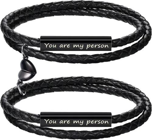 Vista 15 de Pulseras para parejas para mujeres, regalos para hombres, aniversario de boda, regalos de nacimiento para novio, novia, pulsera a juego, 2 piezas