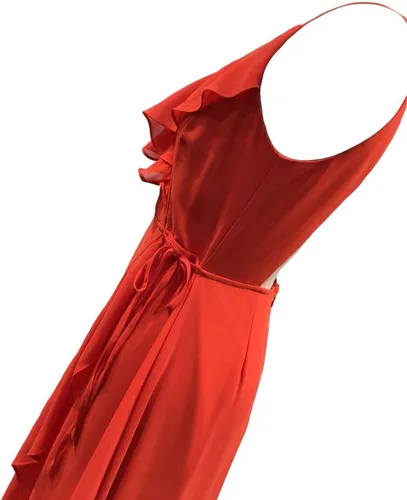 Vista 4 de Beautyoung - Vestido largo para dama de honor, de gasa, con volantes y tiras de espagueti