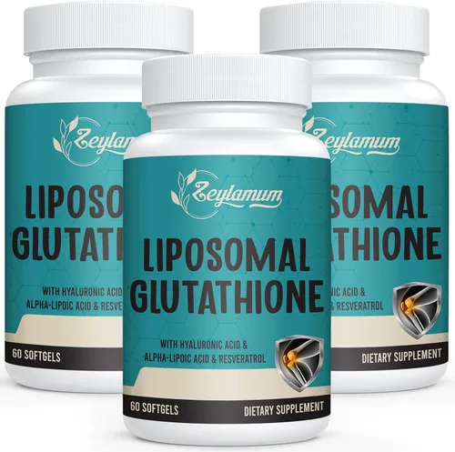 Vista 8 de Zeylamum Cápsulas blandas de glutatión liposomal de 2400 MG, absorción máxima, forma activa reducida de L-glutatión (GSH), con ácido hialurónico
