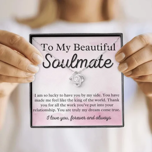 Vista 5 de to My Soulmate Love Knot Necklace - My Lovely Wife, Gifts for Girlfriend, Romantic Gifts for Her from Husband to Wife, Valentine's Day, for Wife WF6