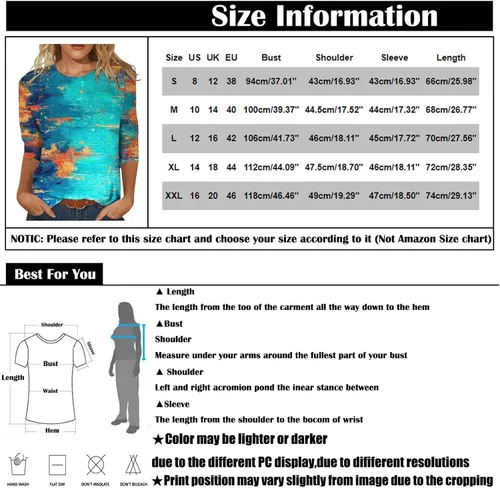 Vista 119 de Camisetas personalizadas para mujer, a la moda, casual, de séptima manga, estampada, cuello redondo, camiseta