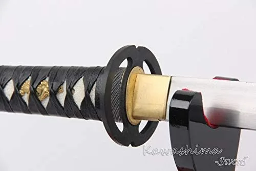Vista 8 de Musashi Samurai Espada Japonesa Katana Imitado Damasco Acero Full Tang Sharpness Listo para Cortar Mate Paja-41 Pulgadas