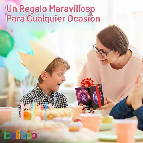 Vista 3 de BALIBOO Lámpara de bola de plasma mini de 7,6 cm – Globo de rayos activado por toque – Lámpara de globo de plasma USB y a pilas – Bola