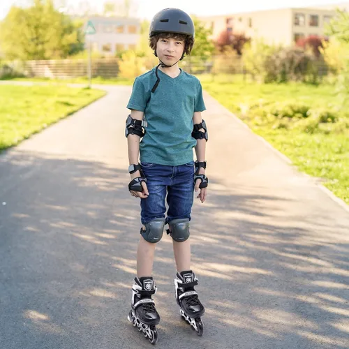 Vista 2 de METROLLER Patines en línea para niñas y niños, mujeres, hombres, 4 tallas ajustables, patines en línea con ruedas que se iluminan, patines