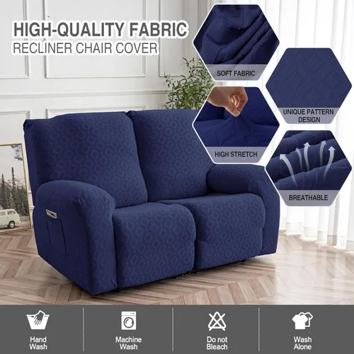 Vista 90 de Gennia Funda Impermeable para Silla Reclinable, Fundas Elásticas para Sofá Reclinable con Bolsillos, Fundas Lavables para Silla Reclinable Lazy Boy