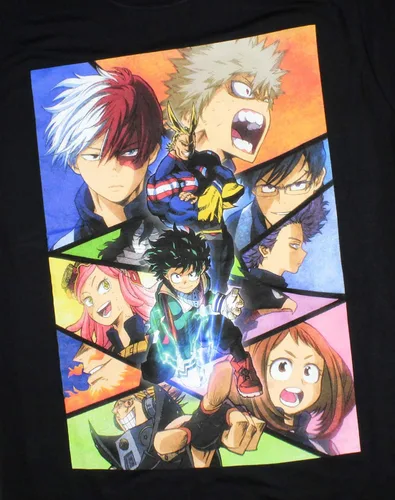 Vista 2 de Bioworld My Hero Academia - Camiseta con póster para hombre, Negro