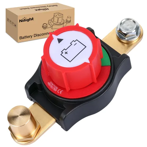 Vista 31 de Nilight Battery Disconnect Switch with Waterproof Key and Cover 12V 24V On Off Battery Master Isolator Cut Off Power Kill Switch for Car Marine Boat