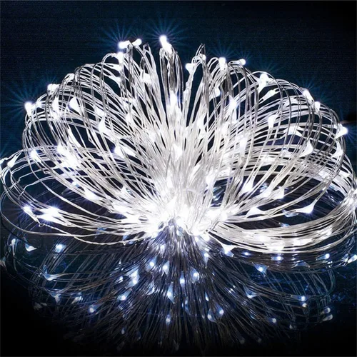 Vista 8 de Guirnalda de luces enchufables, paquete de 2 unidades, 8 modos de 33 pies, 100 luces LED de luciérnaga parpadeantes, USB, mini luces parpadeantes