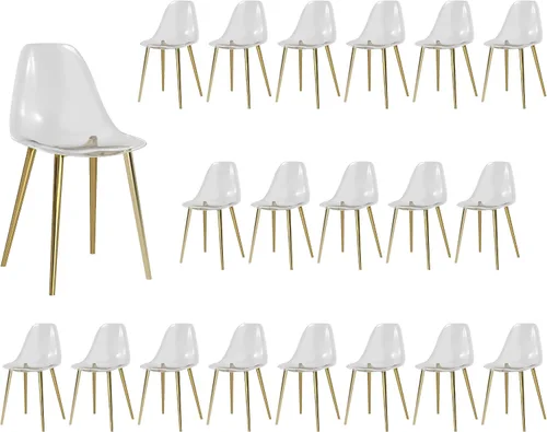 Vista 17 de Baysitone Juego de 4 sillas de comedor transparentes, sillas modernas de cocina con asiento transparente, sillas laterales de acento acrílico