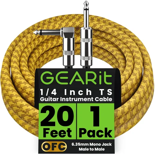 Vista 18 de GEARit Cable de instrumento de audio (10 pies) en ángulo recto a recto de 1/4 de pulgada macho a macho para cable AMP, base y guitarra eléctrica