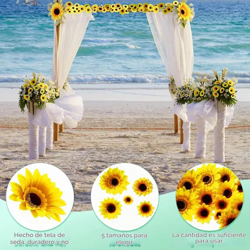 Vista 3 de 150 piezas de girasoles artificiales de seda artificial, decoración