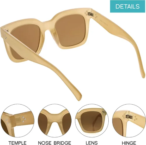 Vista 3 de zeroUV - Gafas de sol cuadradas retro de moda de gran tamaño para mujer estilo vintage 1969pulgadas