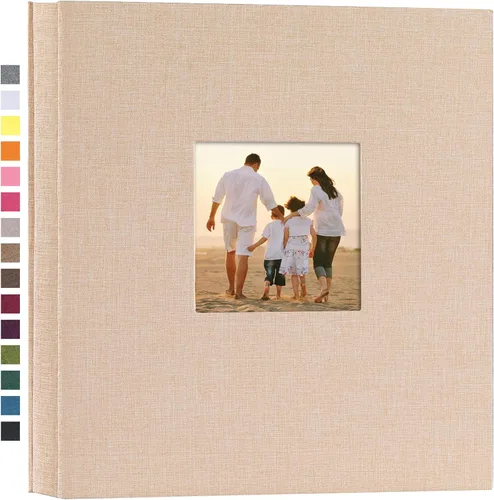 Vista 50 de potricher - Álbum de fotos pequeño para 100 fotos de 4 x 6 pulgadas, con portada de lino con foto, familiar, para bodas, aniversarios, bebés o Beige