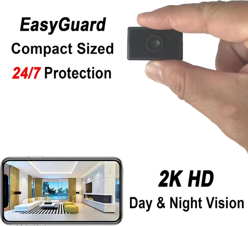 Vista 2 de Mini cámara de seguridad enchufable 2K con lente giratoria, visión nocturna, detección de movimiento (W-C7)