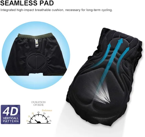 Vista 4 de Santic - Shorts para bicicleta de montaña para ciclismo y montaña acolchados