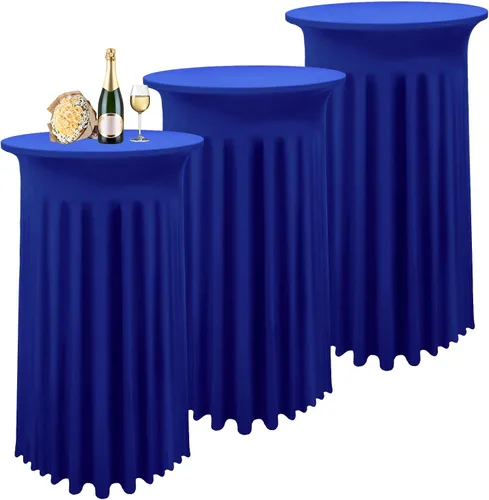 Vista 13 de Paquete de 3 fundas de mesa de cóctel, mantel redondo burdeos, color rojo vino, 32 x 43 pulgadas, elastano elástico con cortinas onduladas, mantel