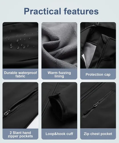 Vista 6 de CREATMO US Chaqueta táctica ligera impermeable larga Softshell para mujer cortavientos con forro polar