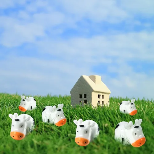 Vista 8 de Fuyamp 100 mini figuras de vaca de resina, bonitos adornos de musgo en miniatura de hada para exteriores, accesorios de adorno de paisaje de jardín