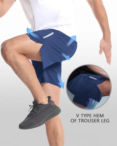 Vista 3 de CANGHPGIN Paquete de 2 pantalones cortos deportivos de entrenamiento para hombre, entrepierna de 7 pulgadas, pantalones cortos de senderismo