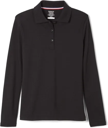 Vista 2 de French Toast Polo de manga larga con cuello de volantes para niña Negro/Negro