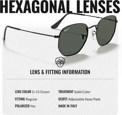 Vista 22 de Ray-Ban RB3548N Lentes planas hexagonales, gafas de sol cuadradas y redondas con kit oficial de gafas