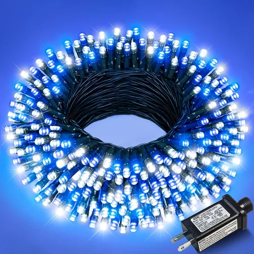Vista 52 de Juego de 2, luces de Navidad, 200 pies, 600 LED, exterior/interior, guirnalda luces, 8 modos, impermeables, cable verde, parpadeantes, árbol, patio