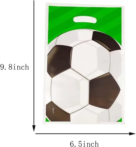 Vista 4 de 30 bolsas de regalo de fútbol para fiestas de cumpleaños de niños, bolsas de dulces para regalos de fiesta temática de fútbol