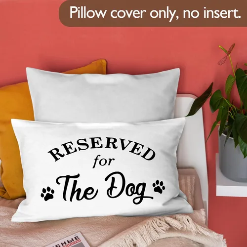 Vista 3 de Burosev Reservado para el perro, fundas de almohada suaves reversibles de doble cara, divertida pata de mascota This is My Spot, decoración