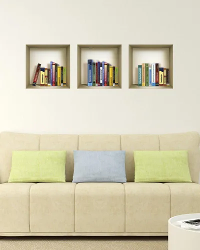 Vista 3 de Arte de pared 3D, juego de calcomanías de nicho, decoración de pared 3D, calcomanías de pared para sala de estar, calcomanías de pared