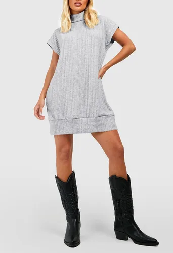 Vista 2 de Viottiset Vestido de suéter de gran tamaño con cuello alto para mujer, sin mangas, acanalado, tipo túnica, chaleco
