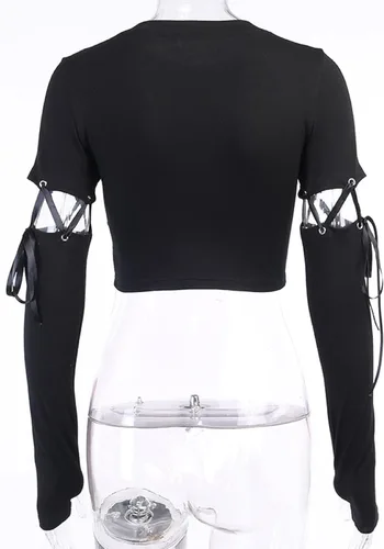 Vista 5 de Sudadera con capucha de manga larga con estampado de dragón punk gótico para mujer, Negro