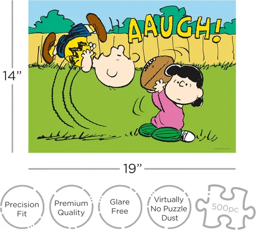 Vista 2 de AQUARIUS Peanuts Lucy Football - Rompecabezas de 500 piezas, sin deslumbramiento, ajuste de precisión, mercancía y coleccionables de Peanuts Snoopy
