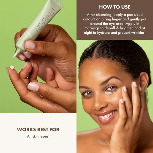 Vista 4 de Kopari Crema brillante para ojos de niacinamida y cafeína, desvanece las ojeras y reduce la hinchazón, aprieta y suaviza la apariencia