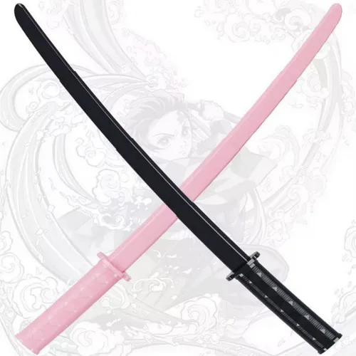 Vista 5 de Gushijieju Katana impresa en 3D retráctil, plástico samurai espada modelo creativo juguete 2 piezas (negro + rosa)