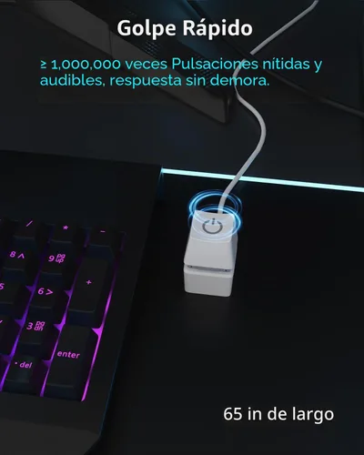 Vista 7 de Oddtone Botón de interruptor de PC, botón de encendido externo con cable de 65 pulgadas, luz LED, compatible con carcasa de PC y placa base