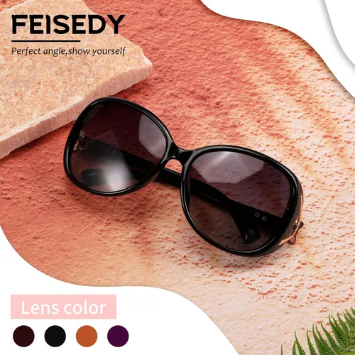 Vista 9 de FEISEDY Gafas de sol polarizadas de gran tamaño para mujer, gafas de sol clásicas de zorro B2730