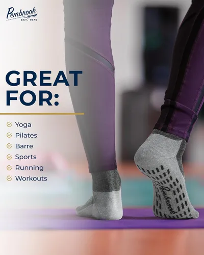 Vista 16 de Pembrook 4 pares de calcetines antideslizantes para hombres, mujeres, marido, papá, calcetines de agarre para hospital, yoga, pilates, barre