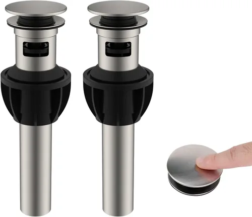 Vista 12 de Hibbent Paquete de 2 Tapones Universales de Drenaje para Fregadero de Baño, Colador de Drenaje Emergente con Desbordamiento, Tapón de Fregadero