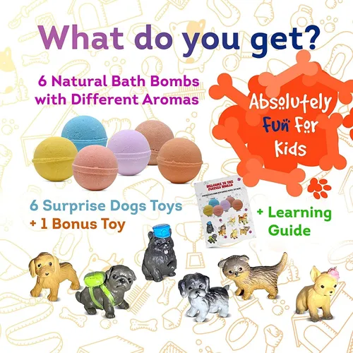 Vista 3 de Juego de bombas de baño para niños con juguetes sorpresa en el interior para niños (cachorros pequeños)