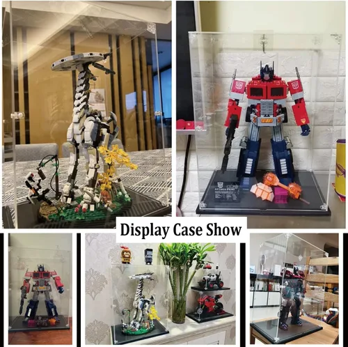 Vista 3 de Vitrina para Lego 10302 76989 43230 - Caja de exhibición de acrílico transparente para modelo Optimus Prime/Tallneck/Cámara, 11.8x7.8x15.7 pulgadas