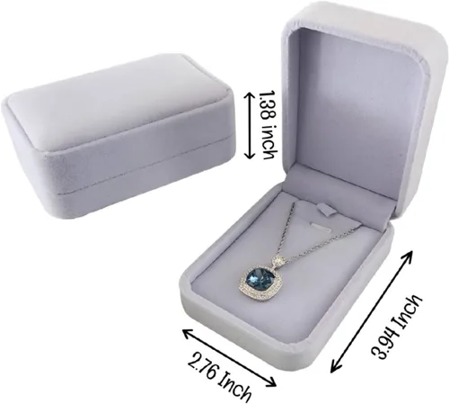 Vista 3 de Velvet Jewelry Storage Box, Pendant gift Box, Necklace Storage Display Case, Gift Boxes For Wedding Romantic Proposal Engagement Birthday