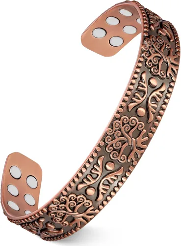 Vista 12 de Feraco Pulsera de Cobre Puro para Hombres y Mujeres, Brazalete Magnético de Ultra Resistencia para Hombres y Mujeres con Imanes de Neodimio de 3500