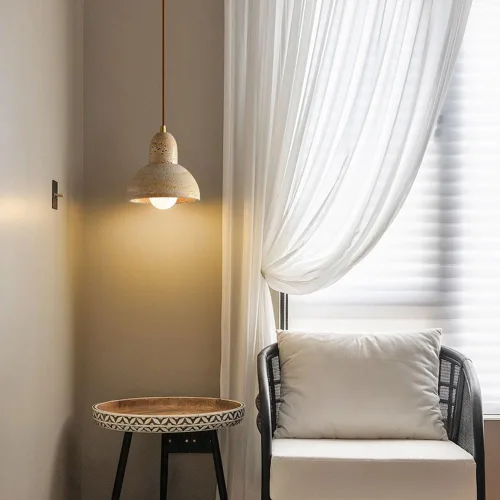 Vista 5 de Lámpara colgante nórdica 5.9 in 1 luz mini lámpara de techo ahorro de energía Lámpara colgante de piedra de cueva amarilla natural Iluminación