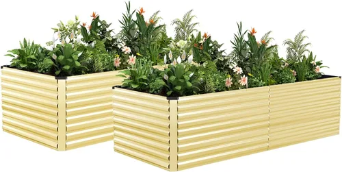 Vista 31 de NAVINE Cama de jardín elevada de 8 x 4 x 2 pies, macetas elevadas de metal grande, macetas para plantas al aire libre para verduras, flores