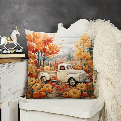 Vista 15 de Funda de almohada de paisaje, campo, otoño, otoño, tamaño estándar, otoño, día de Acción de Gracias, cuadrada, suave, doble cara, impresión, funda